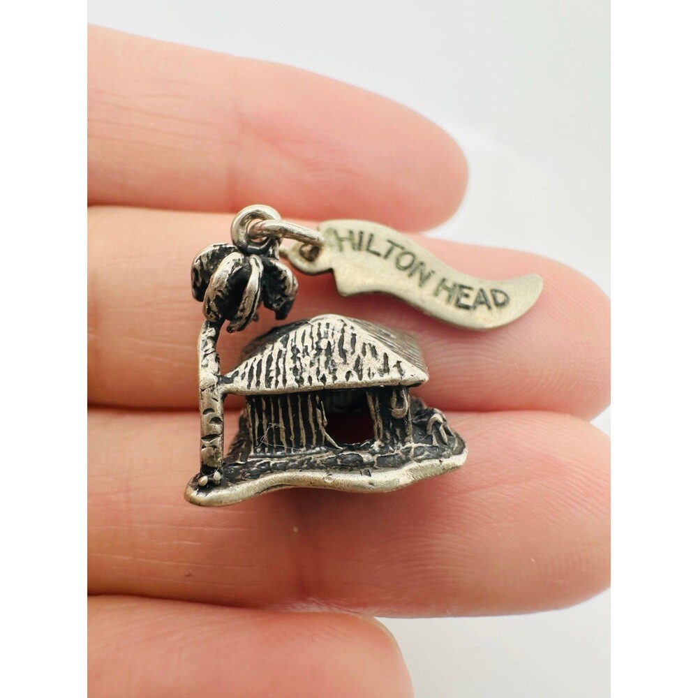 Hilton Head Silver-Tone Beach Hut Charm Pendant